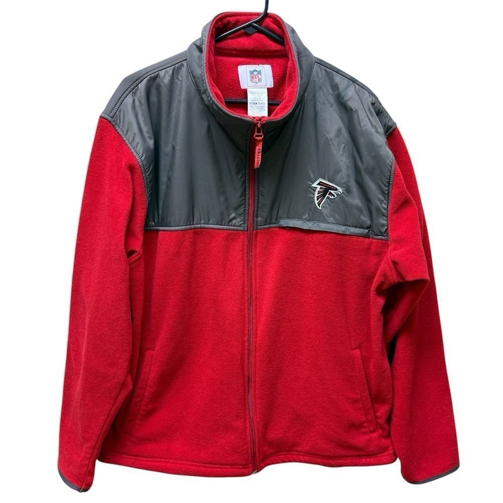 Atlanta Falcons Sweater Mens Red Fleece Long Sleeve NFL Full Zip Adult. Sz XL